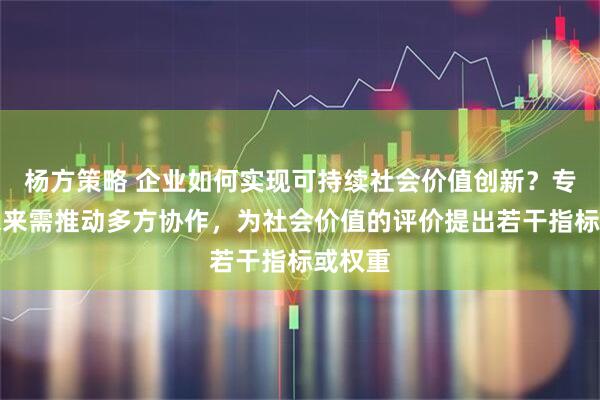 杨方策略 企业如何实现可持续社会价值创新？专家：未来需推动多方协作，为社会价值的评价提出若干指标或权重